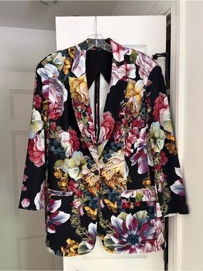 Express Black Floral Blazer Jacket